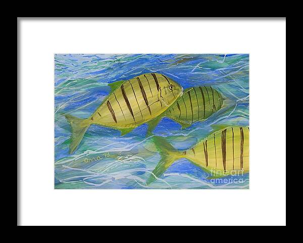 Hawaii Fish Framed Print featuring the painting Deep Ocean by Anna Skaradzinska