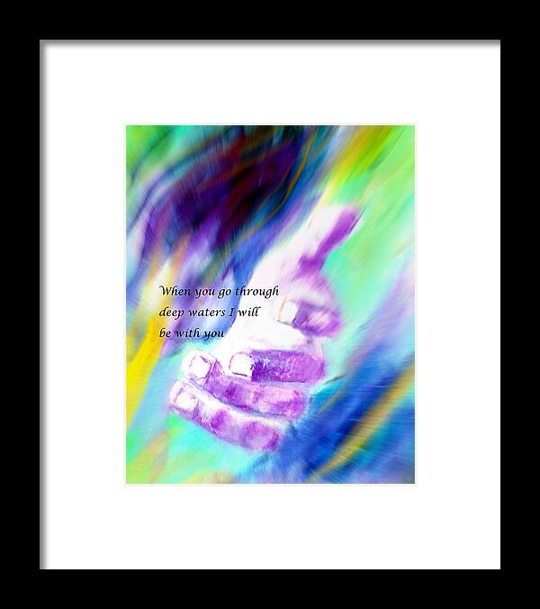 When You Go Through Deep Waters I Will Be With You Framed Print featuring the painting Deep waters by Amanda Dinan