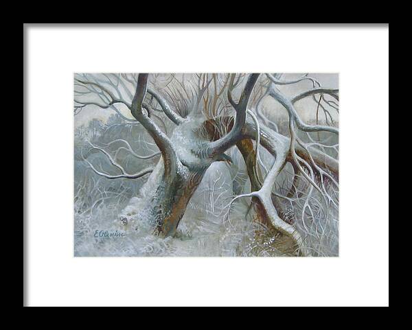 Tree Framed Print featuring the painting Defeated by Elena Oleniuc