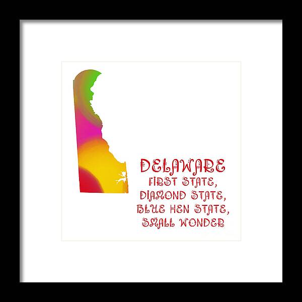 Andee Design Framed Print featuring the digital art Delaware State Map Collection 2 by Andee Design
