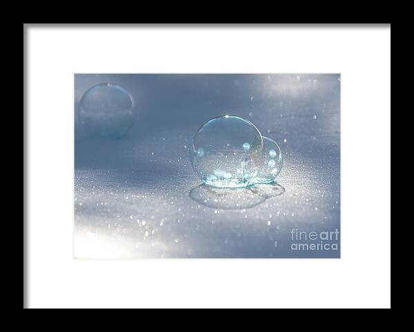 Frozen Bubbles Framed Print featuring the photograph Delicate Frozen Bubbles by Cheryl Baxter