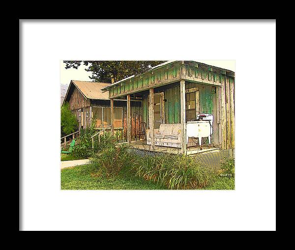 Rebecca Korpita Framed Print featuring the photograph Delta Sharecropper Cabin - All the Conveniences by Rebecca Korpita