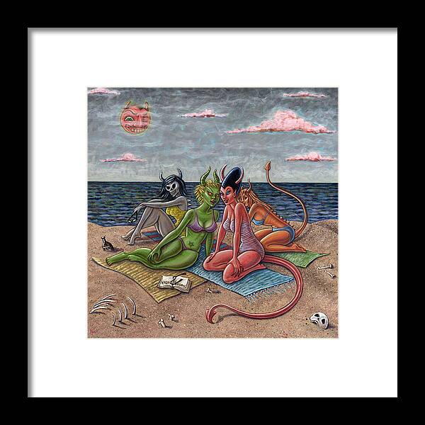 Beach Framed Print featuring the painting Demon Beaches by Holly Wood