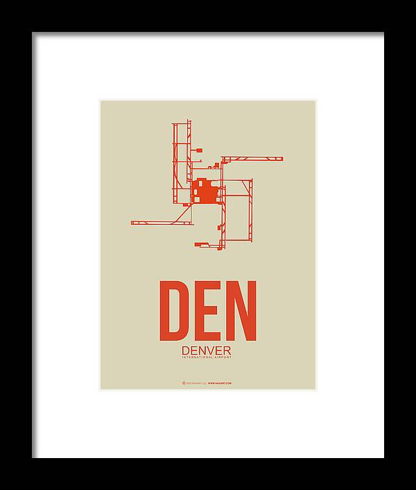 Denver Framed Print featuring the digital art DEN Denver Airport Poster 2 by Naxart Studio