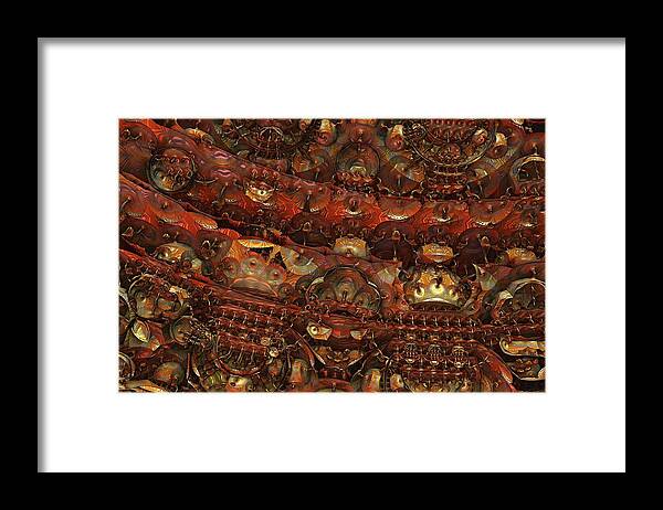 Fractal Hell Haedes Underworld Fantasy Imagination Abstract Detailed Intricate 3d Mandelbulb Framed Print featuring the digital art Dens of Haedes by Lyle Hatch