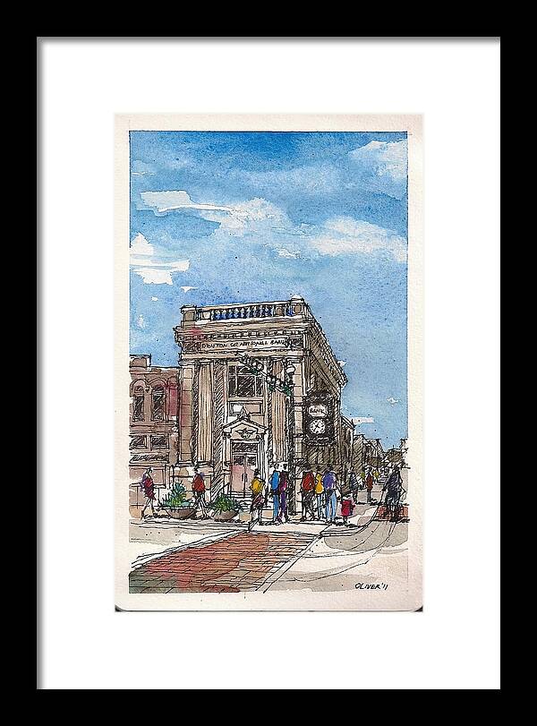 Tim Oliver Framed Print featuring the mixed media Denton County National Bank by Tim Oliver