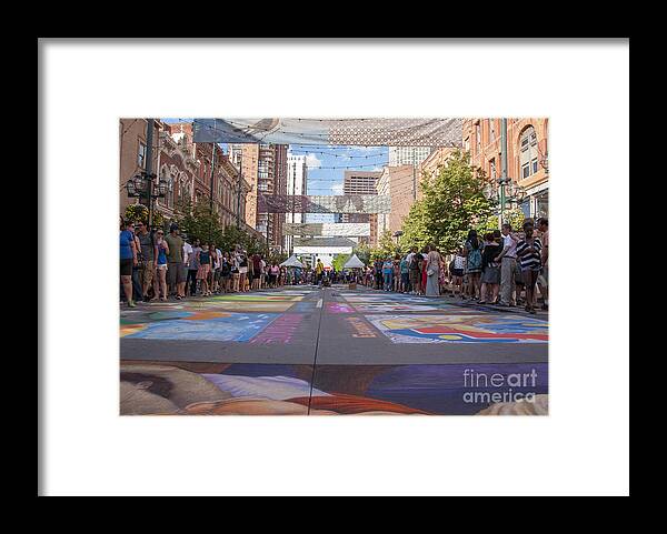 America Framed Print featuring the photograph Denver Chalk Art Festival at Larimer Square 2014 by Juli Scalzi