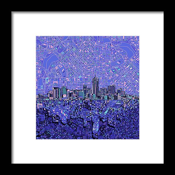 Denver Skyline Framed Print featuring the painting Denver Skyline Abstract 4 by Bekim M