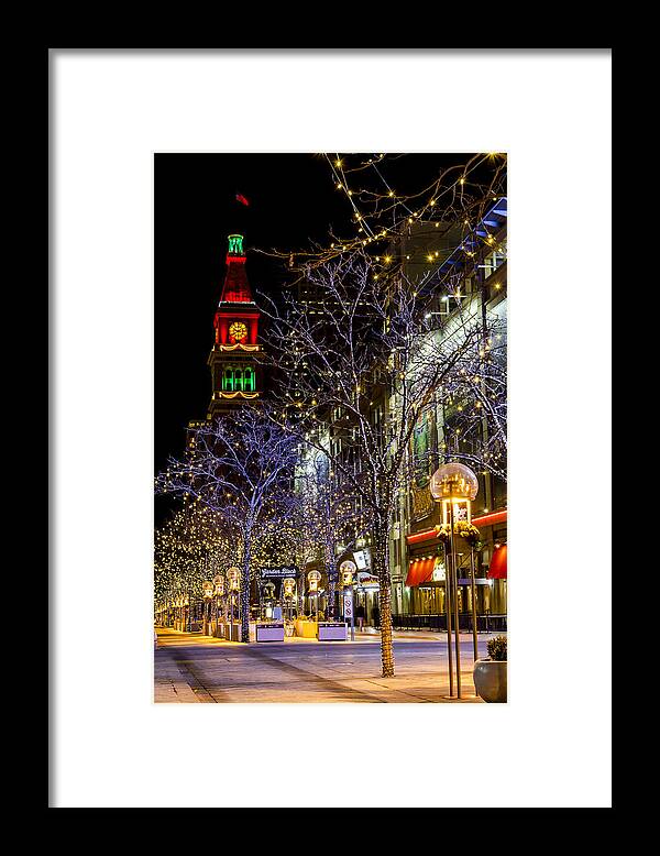 16th Street Mall Framed Print featuring the photograph Denver's 16th Street Mall During Holidays by Teri Virbickis