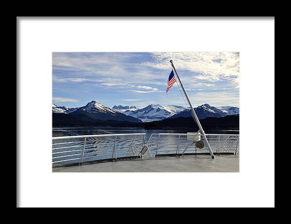 Flag Framed Print featuring the photograph Departing Auke Bay by Cathy Mahnke