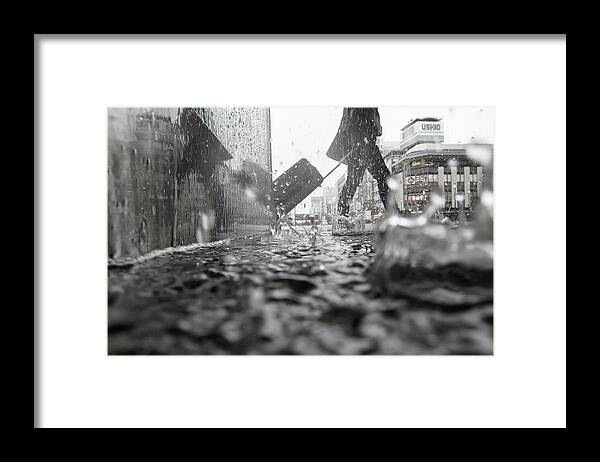 Water Framed Print featuring the photograph Departure On A Rainy Day by Kumiko Nakata