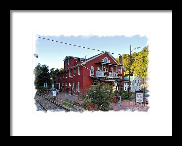Red Framed Print featuring the photograph Train Depot General Store by Bob Sample