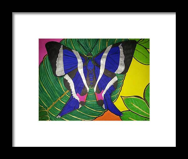 Butterfly Framed Print featuring the drawing Descansando by Marcia Brownridge
