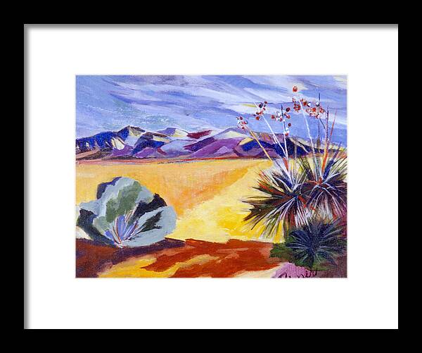 Desert Framed Print featuring the painting Desert and Mountains by Betty Pieper