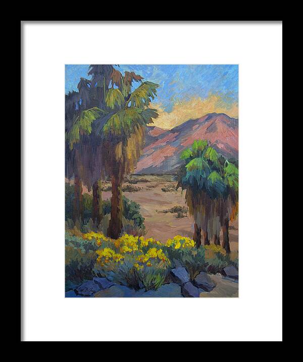 Indian Canyons Framed Print featuring the painting Desert Marigolds at Andreas Canyon by Diane McClary