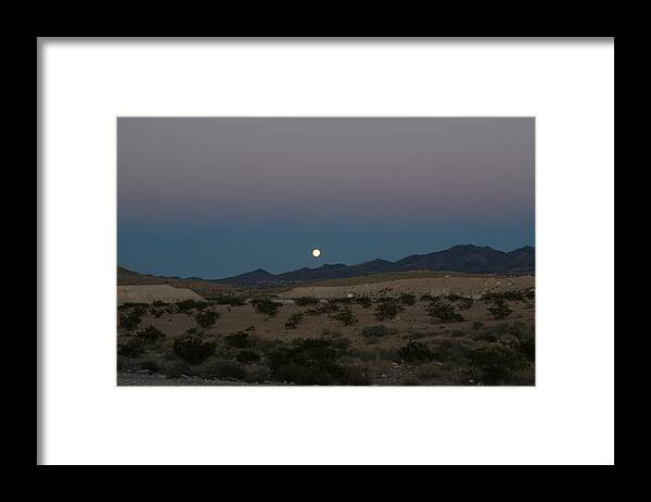 Moon Desert Landscape Framed Print featuring the photograph Desert Moon-1 by William Kimble