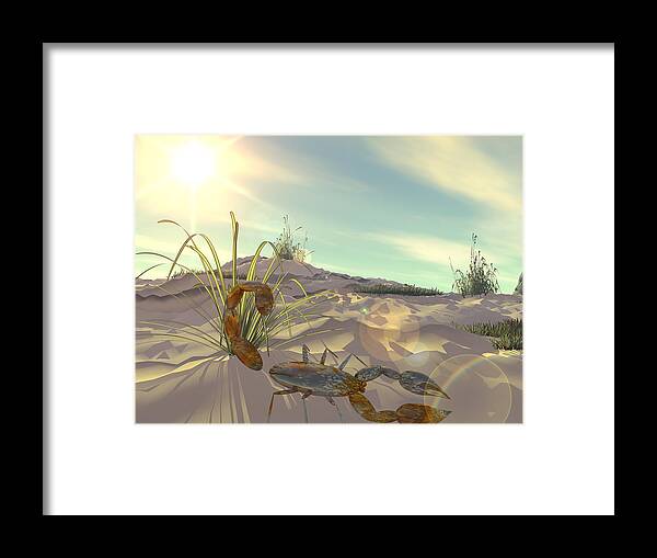 Scorpion Framed Print featuring the digital art Desert Scene by Bernie Sirelson