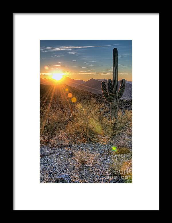 Desert Framed Print featuring the photograph Desert Sunset by Eddie Yerkish