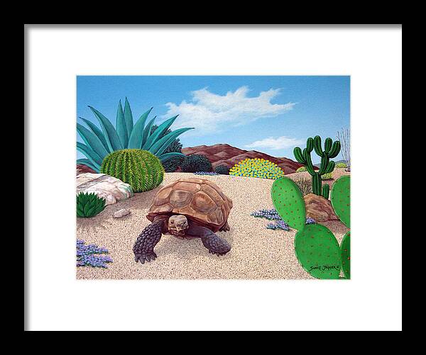 Tortoise Framed Print featuring the painting Desert Tortoise by Snake Jagger