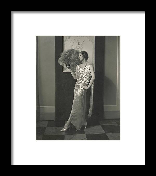 Accessories Framed Print featuring the photograph Desiree Lubowska Holding An Ostrich Fan by Edward Steichen