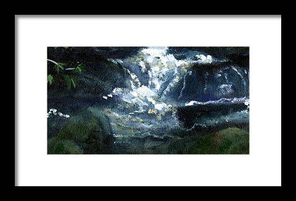 Blue Framed Print featuring the painting Detail of The River Owenwee at Brackloon. by Catherine Considine
