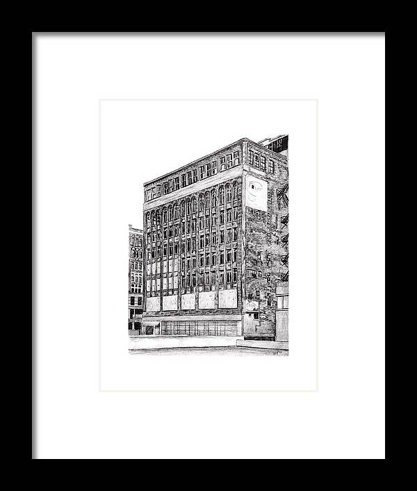Architectural Portrait Framed Print featuring the drawing Detroit Rhythms Study by Duane Gordon