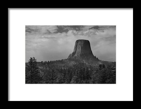 Devil's Tower Framed Print featuring the photograph Devil's Tower Burns by Nadalyn Larsen