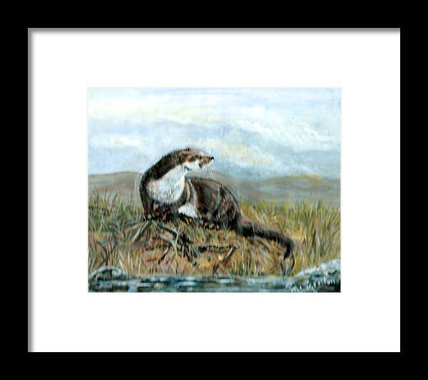 Otter Framed Print featuring the painting Devon Otter by Mackenzie Moulton
