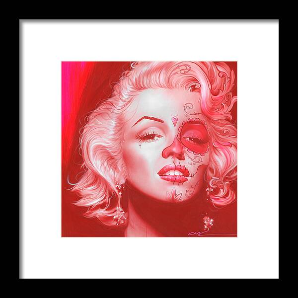 Marilyn Monroe Framed Print featuring the painting Dia de los Monroe by Christian Chapman Art