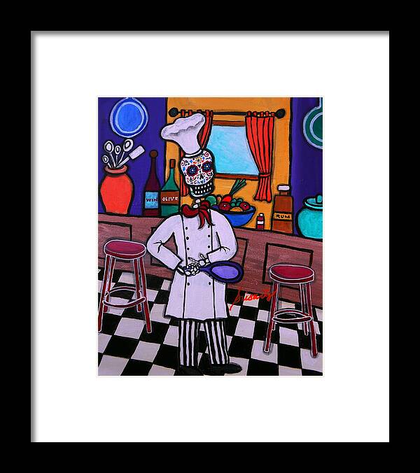 Taco Diablo Framed Print featuring the painting Dia De Los Muertos Chef by Pristine Cartera Turkus