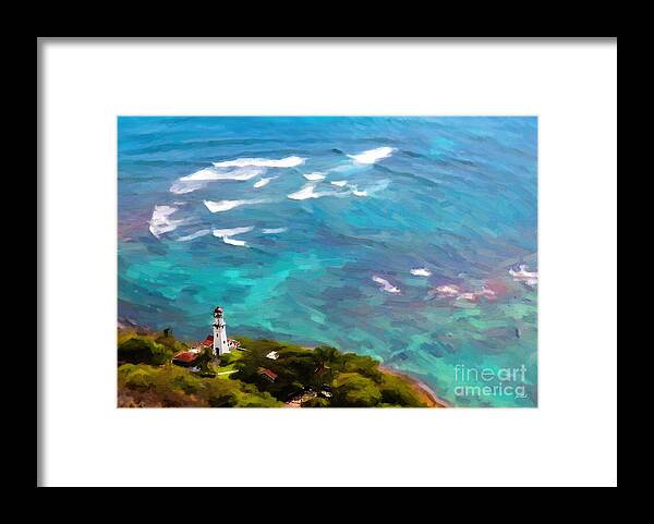 Jon Burch Framed Print featuring the photograph Diamond Head Lighthouse View by Jon Burch Photography