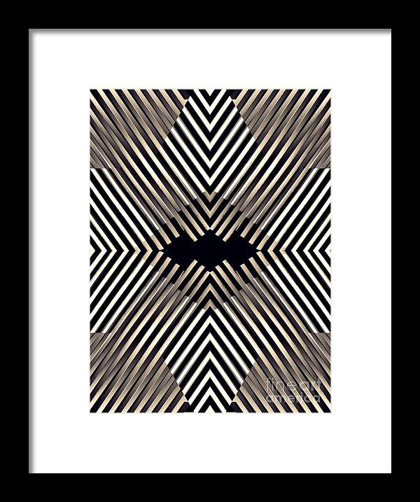 Abstract Framed Print featuring the digital art Diamond Illusion in Sepia by Sarah Loft