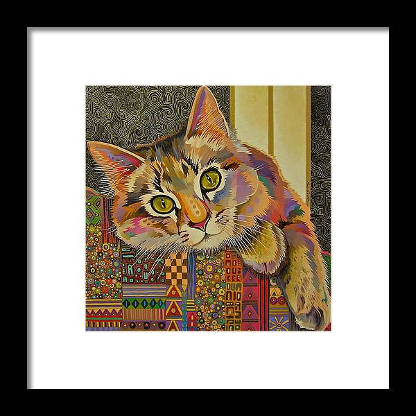 Feline Art Framed Print featuring the painting Diego by Bob Coonts
