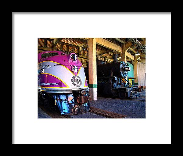 Fine Art Framed Print featuring the photograph Diesel and Steam by Rodney Lee Williams