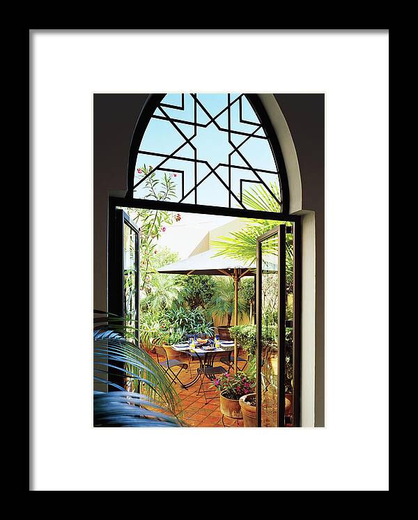 No People Framed Print featuring the photograph Dining Table At Patio by Scott Frances