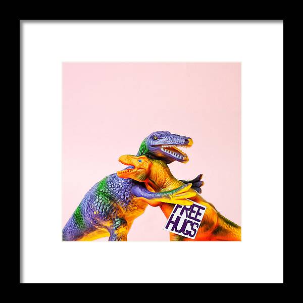 Fun Framed Print featuring the photograph Dinosaurs Hugging by Juj Winn