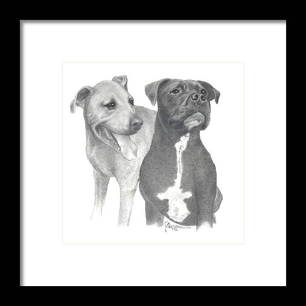 Pencil Drawing Print Framed Print featuring the drawing Dippy and Muggs by Joe Olivares