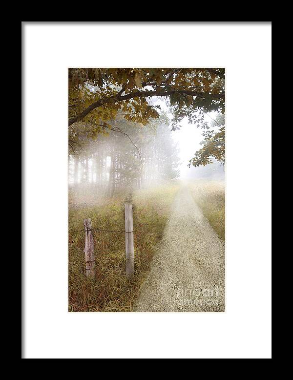 Outside Framed Print featuring the photograph Dirt Road in Fog by Jill Battaglia