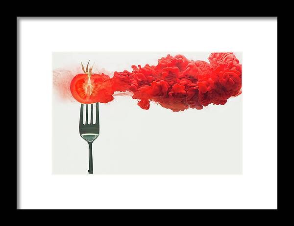 Dissolving Framed Print featuring the photograph Disintegrated Tomato by Dina Belenko Photography