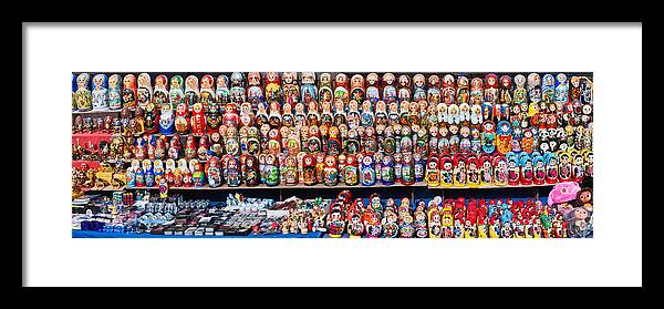 Photography Framed Print featuring the photograph Display Of The Russian Nesting Dolls by Panoramic Images