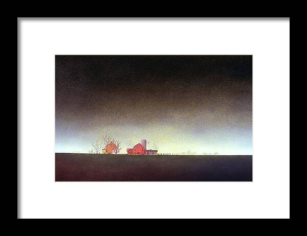 Farm Framed Print featuring the painting Distant Farm by William Renzulli