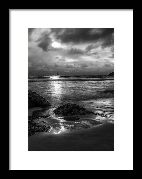 Vertical Framed Print featuring the photograph Distant Lighthouse by Jon Glaser