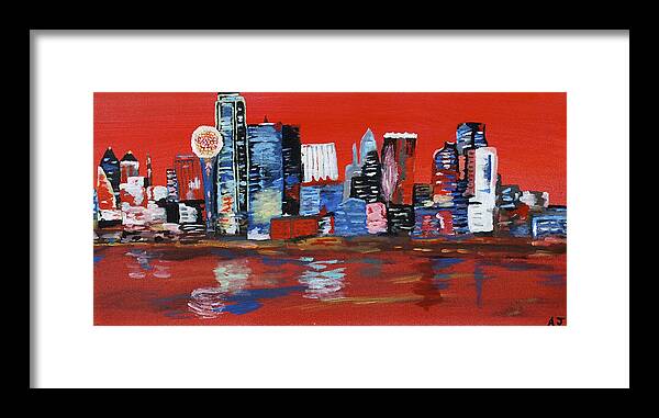 Dallas Framed Print featuring the painting Distorted Dallas Skyline by Austin James