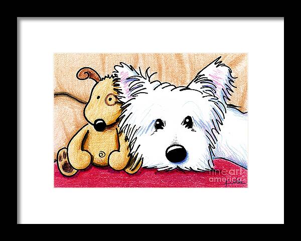 Dog Framed Print featuring the drawing Ditto And Pudge by Kim Niles