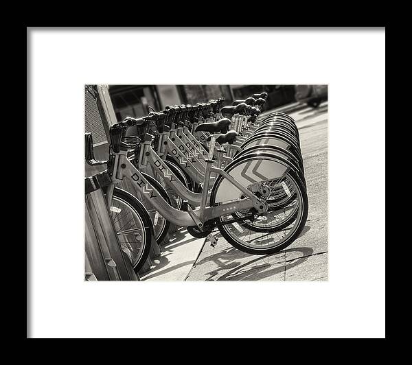 Cdot Framed Print featuring the photograph DIVVY Bikes In Line by John Ullrick
