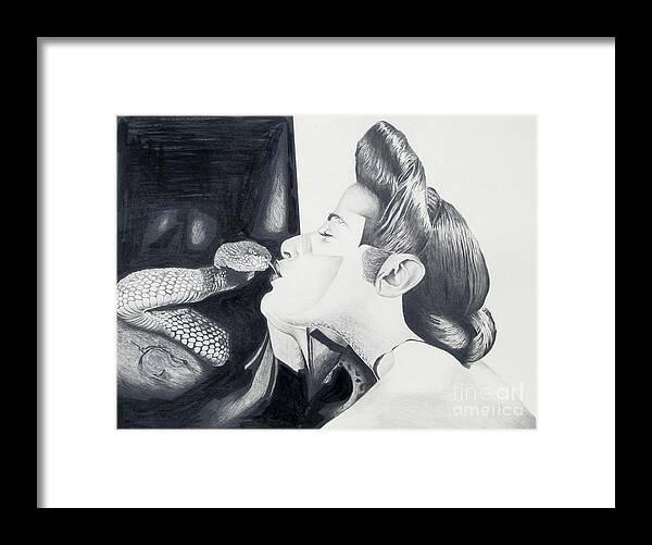 Rattlesnake Framed Print featuring the drawing Do Not Try This At Home by Pamela Iris Harden