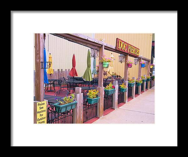 Restaurant Patio Framed Print featuring the photograph Doc Pierce's Patio by Rory Cubel