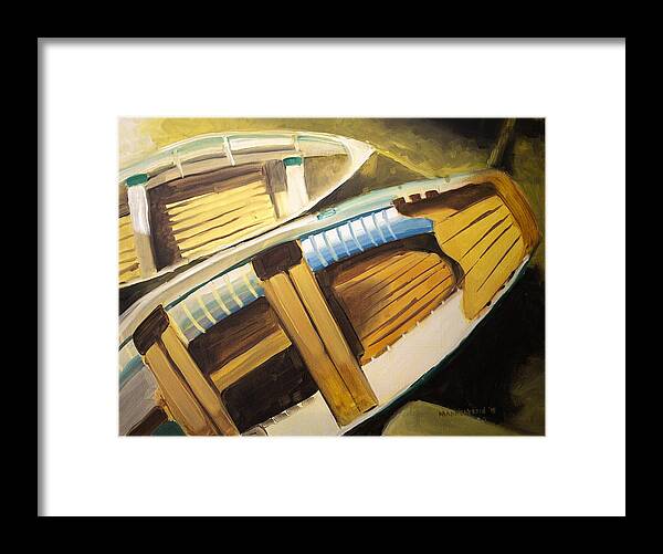 Row Boats Framed Print featuring the painting Docked by Melissa Herrin