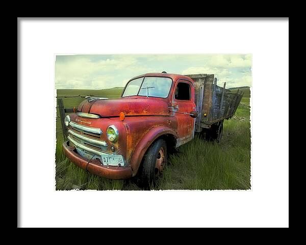 Old Truck Framed Print featuring the photograph Dodge Farm Truck by Theresa Tahara