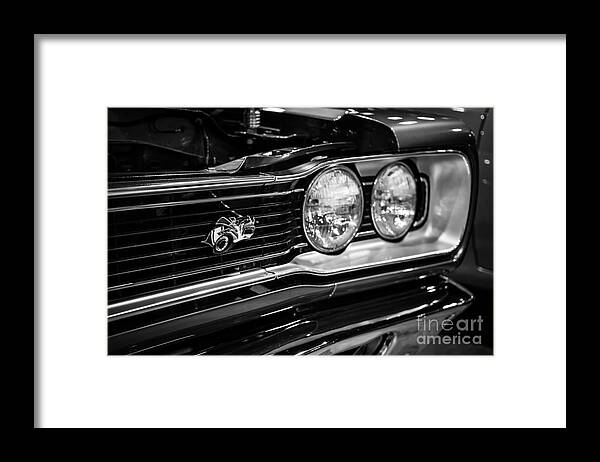 1960's Framed Print featuring the photograph Dodge Super Bee Black and White by Paul Velgos
